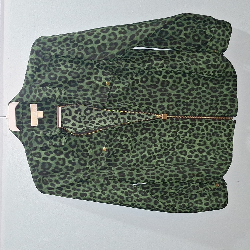 MICHAEL Michael Kors Green Leopard Print Blouse
